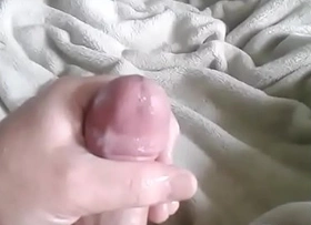 Oozing thick cum from fast jerk